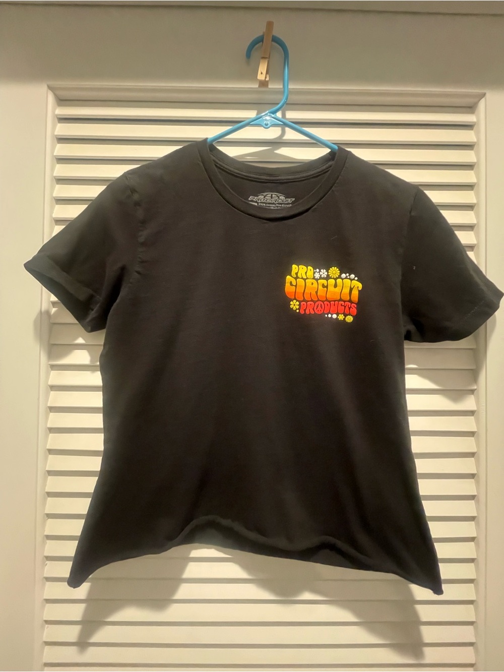 Procircuit women’s Black Tee with Subtle White Logo Print made crop top